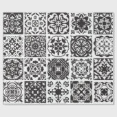 Modern zwart-wit Geometric Tile Patroon Cadeaupapier (Vlak)