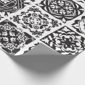 Modern zwart-wit Geometric Tile Patroon Cadeaupapier (Hoek)