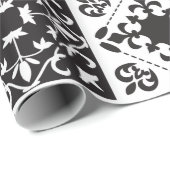 Modern zwart-wit Geometric Tile Patroon Cadeaupapier (Rol Hoek)