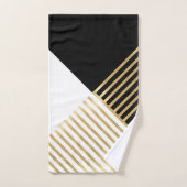 Modern Zwart Wit Geometrisch Goud Strepen Bad Handdoek (Handdoek)