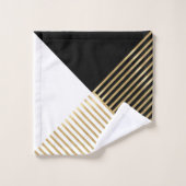 Modern Zwart Wit Geometrisch Goud Strepen Bad Handdoek (Wasdoekje)