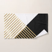 Modern Zwart Wit Geometrisch Goud Strepen Bad Handdoek (Handdoek)