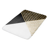 Modern Zwart Wit Geometrisch Goud Strepen Badmat (Gekanteld)