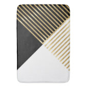 Modern Zwart Wit Geometrisch Goud Strepen Badmat (Voorkant Verticaal)