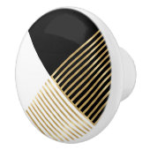Modern Zwart Wit Geometrisch Goud Strepen Keramische Knop (Rechts)
