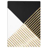 Modern Zwart Wit Geometrisch Goud Strepen Klembord (Achterkant)