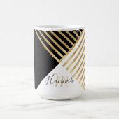 Modern Zwart Wit Geometrisch Goud Strepen Koffiemok (Center)