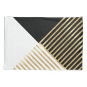 Modern Zwart Wit Geometrisch Goud Strepen Kussensloop (Achterkant-Links)