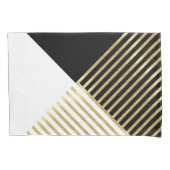 Modern Zwart Wit Geometrisch Goud Strepen Kussensloop (Voorkant-Links)