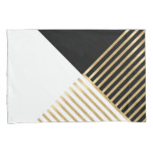 Modern Zwart Wit Geometrisch Goud Strepen Kussensloop (Voorkant-Rechts)