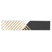 Modern Zwart Wit Geometrisch Goud Strepen Medium Tafelloper (Horizontaal)