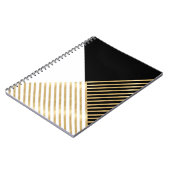 Modern Zwart Wit Geometrisch Goud Strepen Notitieboek (Linkerzijde)