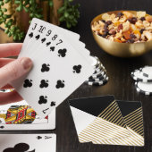 Modern Zwart Wit Geometrisch Goud Strepen Pokerkaarten (Insitu)