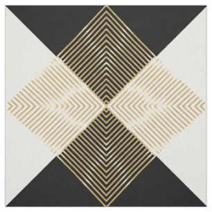 Modern Zwart Wit Geometrisch Goud Strepen Stof