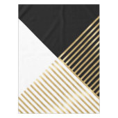 Modern Zwart Wit Geometrisch Goud Strepen Tafelkleed (Voorkant)