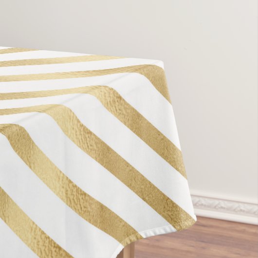 Modern Zwart Wit Geometrisch Goud Strepen Tafelkleed (Voorbeeld)
