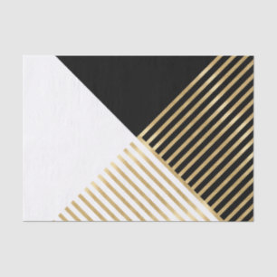 Modern Zwart Wit Geometrisch Goud Strepen Tissuepapier