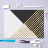 Modern Zwart Wit Geometrisch Goud Strepen Tissuepapier (Craft)