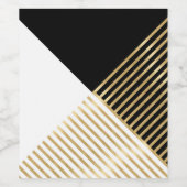 Modern Zwart Wit Geometrisch Goud Strepen Wijn Etiket (Enkel label)