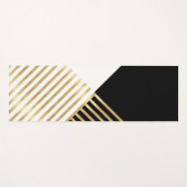 Modern Zwart Wit Geometrisch Goud Strepen Yogamat (Voorkant (horizontaal))