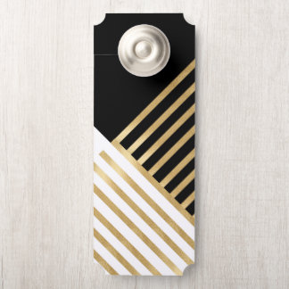 Modern zwart wit geometrisch gouden strepen deurhanger