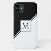 Modern zwart-wit geometrisch monogram Case-Mate iPhone case (Achterkant)