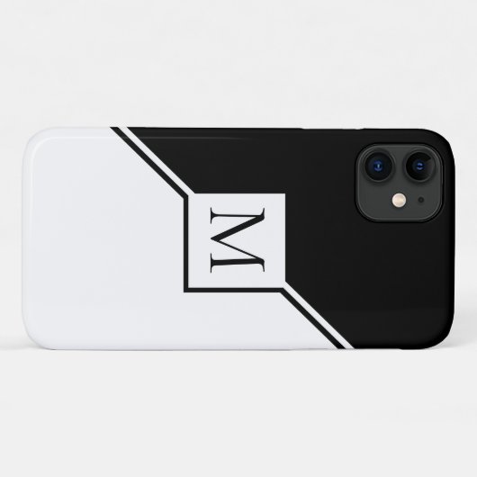 Modern zwart-wit geometrisch monogram Case-Mate iPhone case (Achterkant (horizontaal))