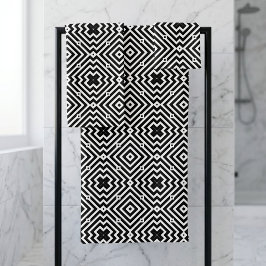 Modern zwart-wit geometrisch Op Art-patroon Bad Handdoek
