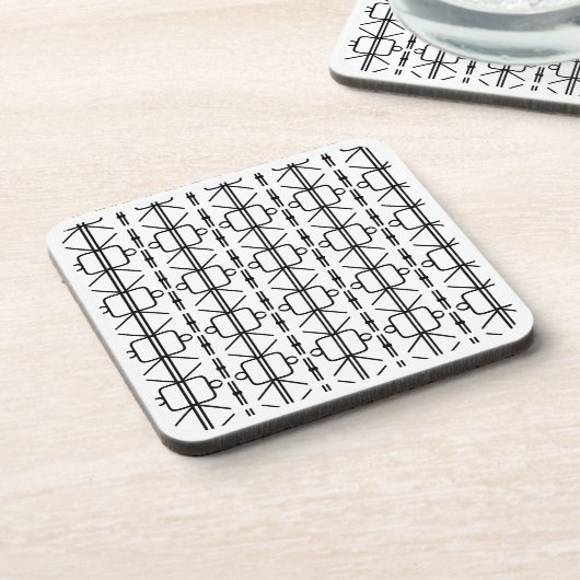 Modern zwart-wit geometrisch patroon bier onderzetter (Linkerzijde)