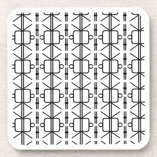 Modern zwart-wit geometrisch patroon bier onderzetter (Voorkant)