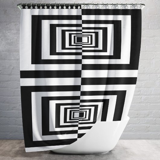Modern zwart-wit geometrisch patroon douchegordijn