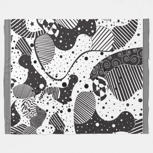 Modern zwart-wit geometrisch patroon fleece deken (Voorkant (Horizontaal))