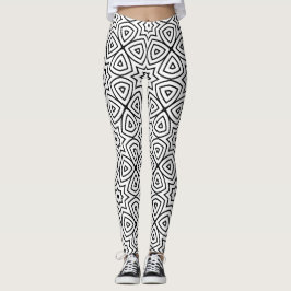 modern zwart-wit geometrisch patroon leggings