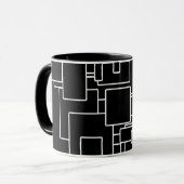 Modern zwart-wit geometrisch patroon mok (Voorkant links)