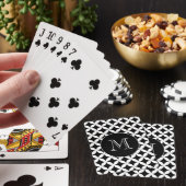 Modern zwart-wit geometrisch patroon monogram pokerkaarten (Insitu)