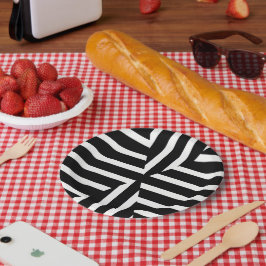 Modern zwart-wit geometrisch patroon papier papieren bordje