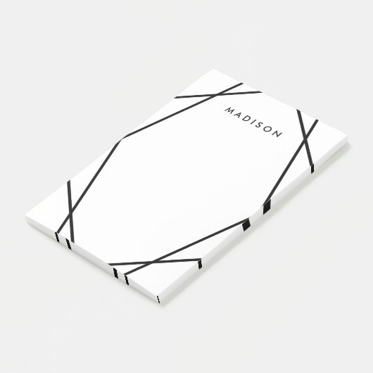 Modern zwart-wit geometrisch patroon post-it® notes (Schuin)