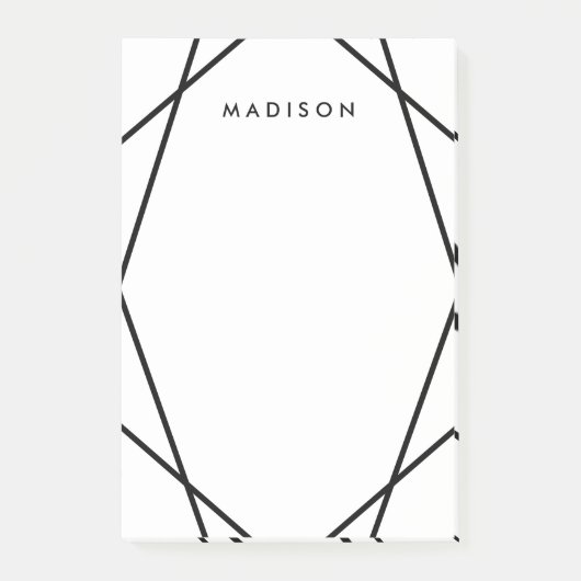 Modern zwart-wit geometrisch patroon post-it® notes (Voorkant)