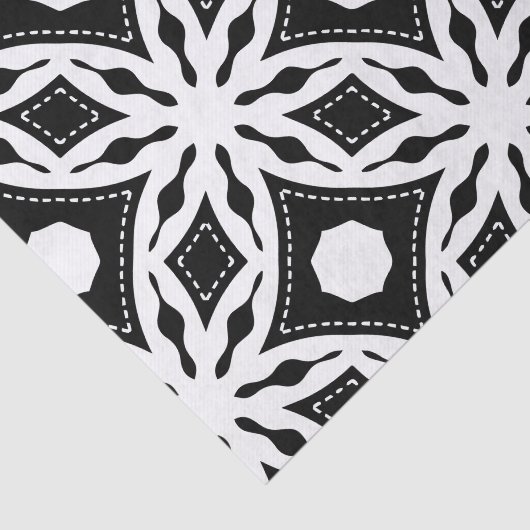 Modern zwart-wit geometrisch patroon tissuepapier (Detail)