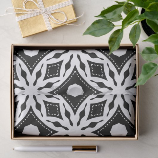 Modern zwart-wit geometrisch patroon tissuepapier (Geschenk)