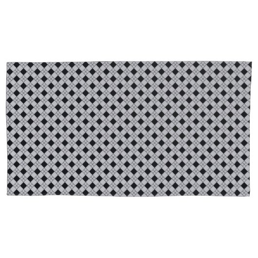 Modern zwart-wit geometrisch vierkant patroon kussensloop (Voorkant-Links)