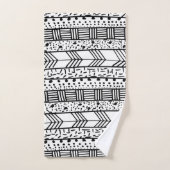 Modern zwart wit geometrische penseelstreken bad handdoek (Handdoek)