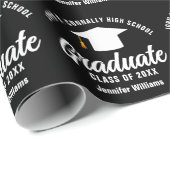Modern zwart wit gepersonaliseerd Afstuderen Cadeaupapier (Rol Hoek)