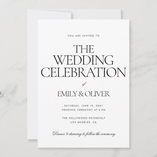 Modern zwart wit Gepersonaliseerd bruiloft Kaart (Voorkant)