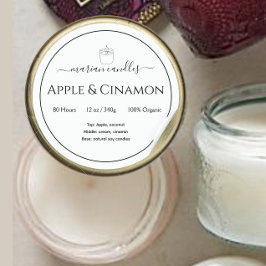 Modern zwart-wit gepersonaliseerd kaarsenlabel ronde sticker