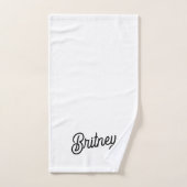 Modern zwart wit gepersonaliseerd monogram en naam bad handdoek (Handdoek)