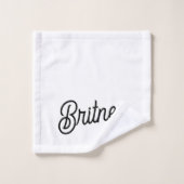 Modern zwart wit gepersonaliseerd monogram en naam bad handdoek (Wasdoekje)