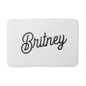 Modern zwart wit gepersonaliseerd monogram en naam badmat (Voorkant)