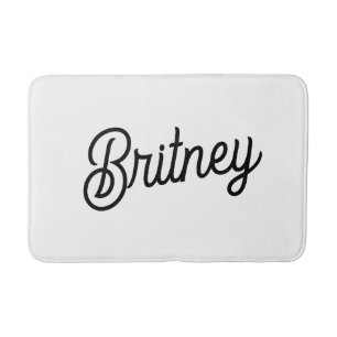 Modern zwart wit gepersonaliseerd monogram en naam badmat