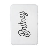 Modern zwart wit gepersonaliseerd monogram en naam badmat (Voorkant Verticaal)